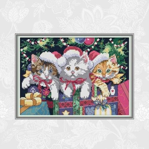 Cat Family Cross Stitch kits Ecological Cotton Aida Fabric 14CT and 11CT DIY Handmade Crafts New Store Sales Promotion