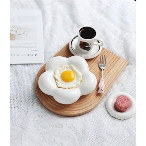 Creative Ceramic Cloud Plate Salad Dessert dish Breakfast Plate Poached Egg Plate Steak tray funny gift Flower dish set CL90310