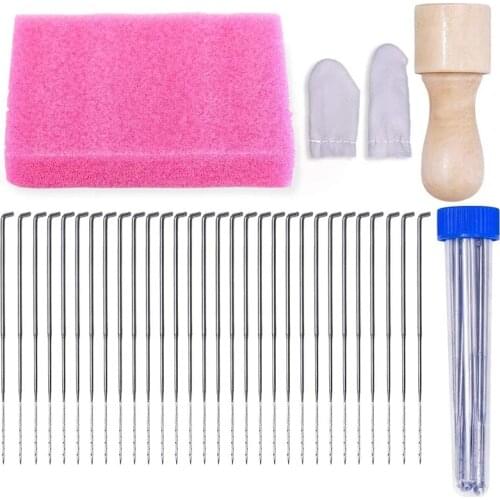 LMDZ 30pcs/set DIY Felting Tools Kit Woolen Needle,Felting Foam Pad Accessories Tools Felting Craft Handmade For Starter