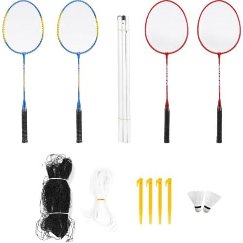 Outdoor Sports Badminton Set Badminton Rackets Birdies Net Adjustable Polls Beach Backyard tennis Ball badminton shuttlecock