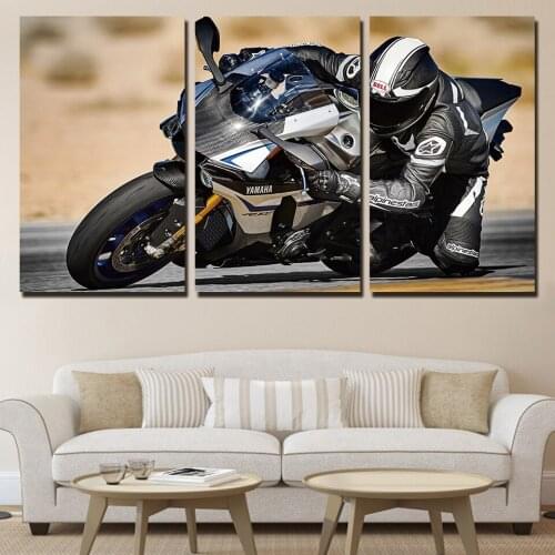 3Piece Moto Sports Racing Cool Motorcycles Modern Painting Home Wall Decor Painting Print on Canvas