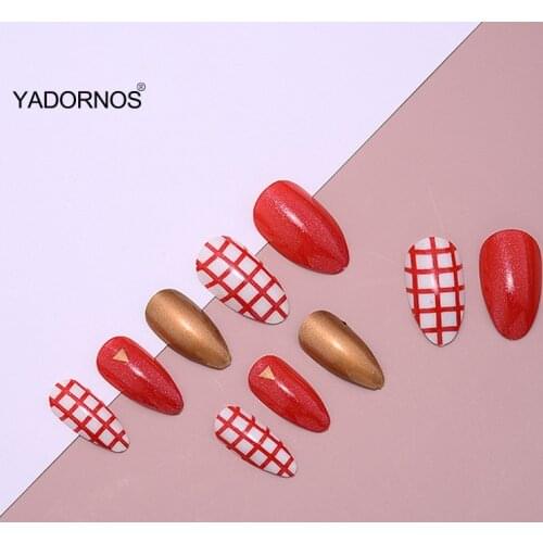 24PCS stiletto nail tips False Nails Save Time Adhesive Jelly Patch Pointed Manicure for Nail Salon Art stickers for nail tips