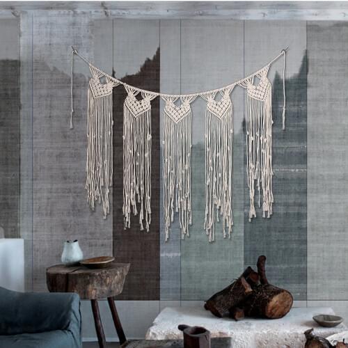 Macrame Wall Tapestry Wall Art Hand-made Dyed Cotton Wall Hanging Tapestry Bohemia Tassel Boho Decor Home Decoration