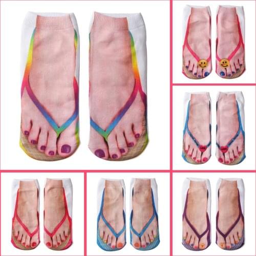 Asock leader 2019 New Hot 3D Print Fashion Women Socks Cute 3D Slippers Boat Socks