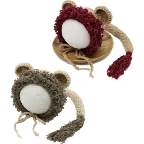 2020 New Newborn Photography Props Baby Hat Infant Knitting Crochet Little Lion Outfits