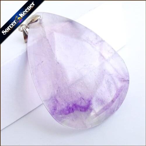 New Arrival Genuine Natural Stone Rainbow Fluorite Polished Pendant Beads Necklace for Womens Crystal Jewelry Gift Chain QS526