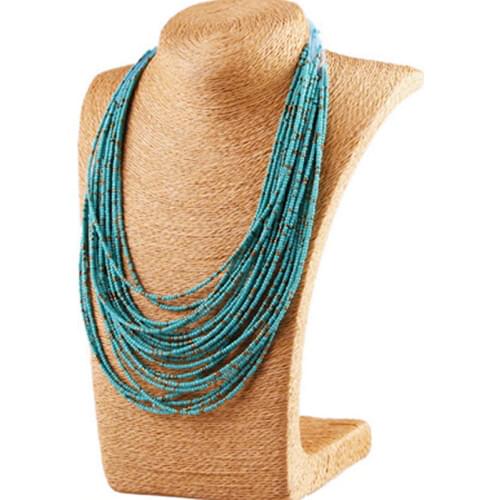 YDGY retro exaggerated personality Necklace Bohemian water drop new multi-layer rice Bead Necklace wholesaler