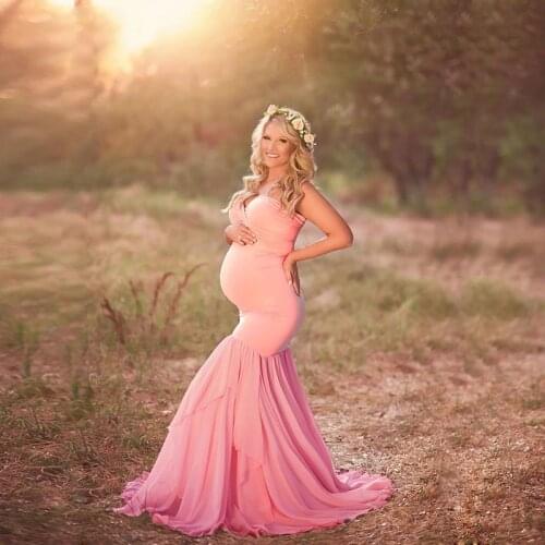 Maternity Gown Cotton Maxi Dress Pregnant Women Clothes Photography Pregnancy New Strapless Long Dresses Photo Shoot Clothing