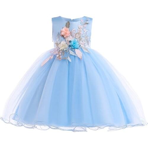 Girls Sequined Embroidered Tulle Princess Children Pageant Party Infant Summer Dresses vestidos Prom Kids Baby Clothes 3-10 Year
