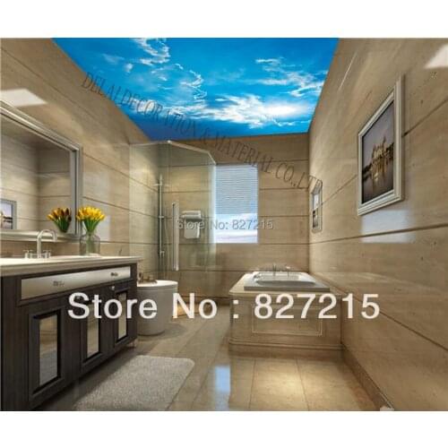 S--4965 Sky blue printing ceiling film fashionable mould proof ceiling material in living room