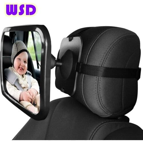 Adjustable car baby rearview mirror, rear seat headrest installation, safety monitor accessories, childrens car rearview mirror