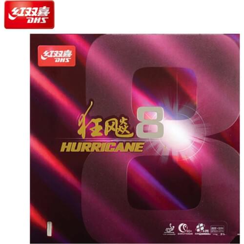 DHS Hurricane 8 Hurricane8 Pips In Table Tennis Rubber With Sponge PingPong Rubber Original DHS Hurricane-8