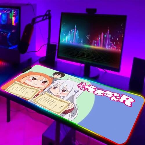 Rgb Mousepad Xxl Umaru-chan Mouse Pad Pc Gamer Mause Pad Diy Backlit Mat Gaming Laptop Computer Desk Mice Keyboards Peripherals