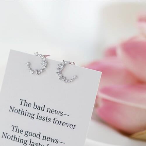 Luxury Colorful Real Jewelry Moon With Cubic Zircon Stone Earrings Fashion Women Favorites