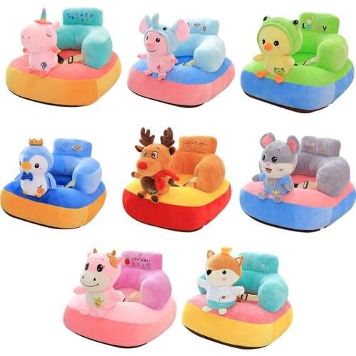 Cute Cartoon Baby Sofa Support Seat Cover Learn to Sit Feeding Chair Soft Seat Plush Toys Toddler Nest Puff Home Cushion Cover