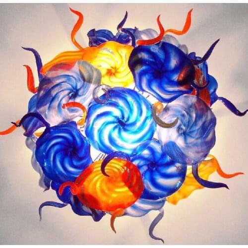 Modern Led Chandelier for Living Room Bedroom Dining Room Flower Murano Glass Ceiling Mounted Lighting Fixtures