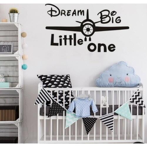 Stickers for Kids Boys Room Sticker Dream Big Little One Airplane Wall Sticker Personalized Wall Stickers LX275