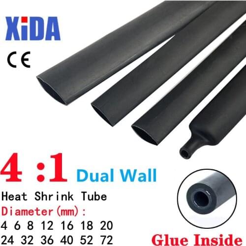 Heat Shrink Tube with Glue Adhesive Lined 4:1 Dual Wall Tubing Sleeve Wrap Wire Cable kit 4mm 6mm 8mm 12mm 16mm 20mm 24mm 32mm