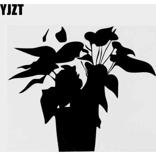 YJZT 15CM×12.8CM Beautiful Flower Plant Vinyl Car Sticker Decal Accessories Black/Silver 18B-0290