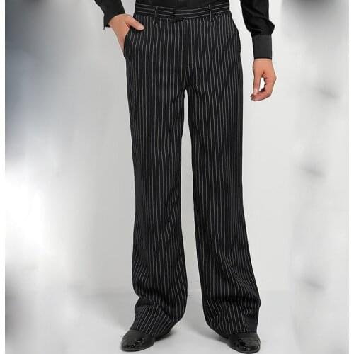 Ballroom Dance Pants Men Black Strips Trousers Male Competition Latin Salsa Modern Dancing Clothes Dancer Practice Wear DNV10100