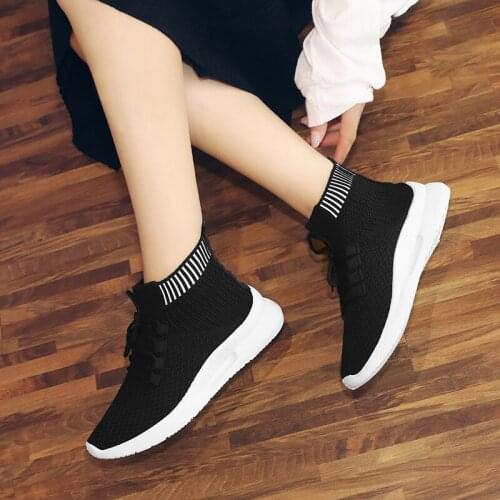 Ladies Shoes 2020 New Arrivals Women Tennis Shoes High Top Soft Comfort Sock Jogging Walking Sport Shoes Female Fitness Sneakers