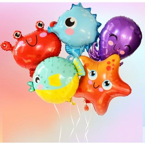 1Pcs Sea Animal Foil Balloons Starfish Fish Crab Octopus Helium Balloon for Kids Baby Shower Birthday Party Decor Kids Toys