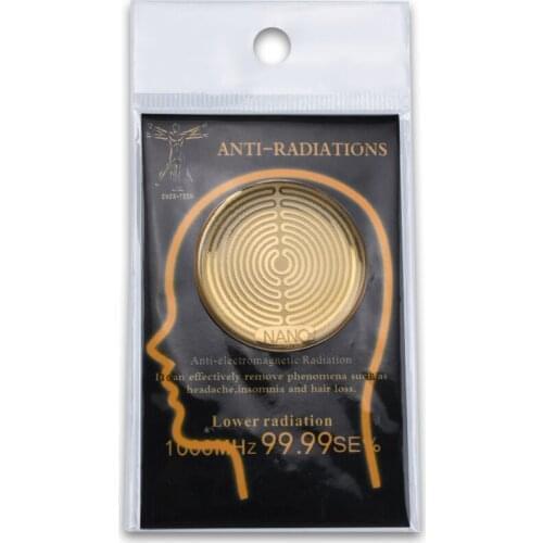 100pcs/lot Keep Health Round Golden Sticker Against EMF Anti Radiation Scalar Shield Free Shipping