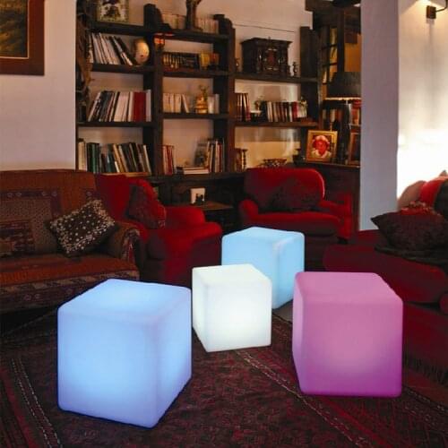20cm RGB rechargeable led cube chair plastic outdoor furniture remote, led cube stool 16 colors change led cube chrismas light