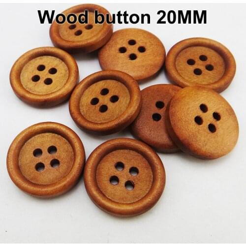 500PCS 20MM carving wood-color decorative button round wooden buttons sewing clothes boots coat accessories nb-001