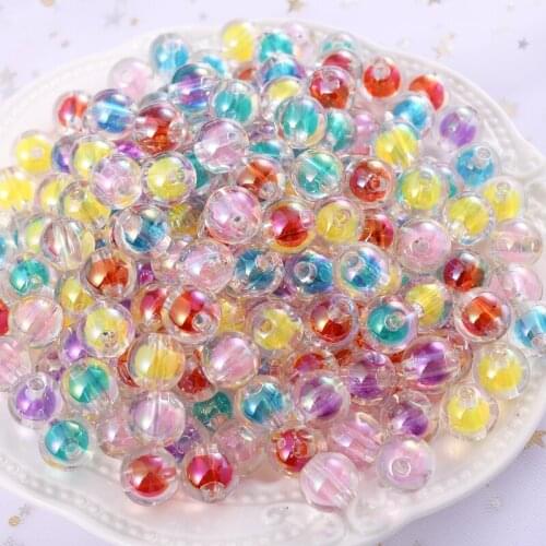 16mm 10pcs/Lot Acrylic Beads Round Straight Hole Double Color Loose Spacer Beads for Jewelry Making Bracelet Accesories