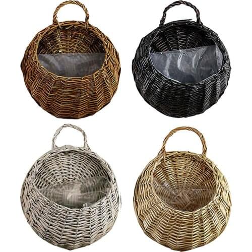 Flower Planter Wall Hanging Wicker Rattam Basket Garden Vine Pot Indoor Plants Holder Baskets Home Decoration Tool Accessories