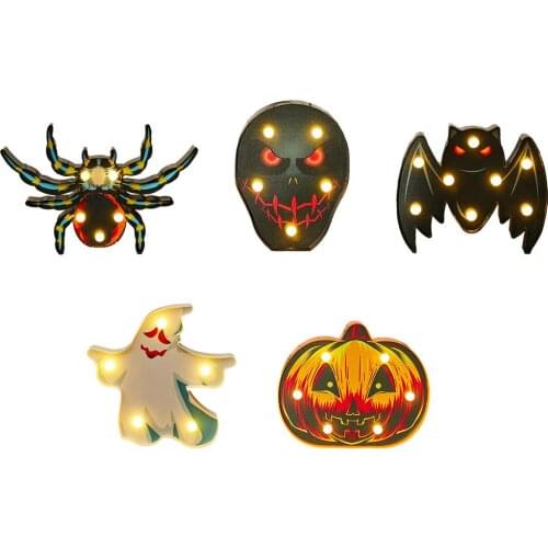 Halloween Decoration Lamp Pumpkin Bat Skull Spider Ghost Modeling Battery Powered String Decorative Lantern Party Up Lanterns