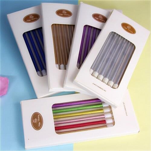 6Pcs Long Thin Cake Topper Candles Cake Decor Party Supplies New Birthday Candles for Birthday Wedding Party Cake Decorations