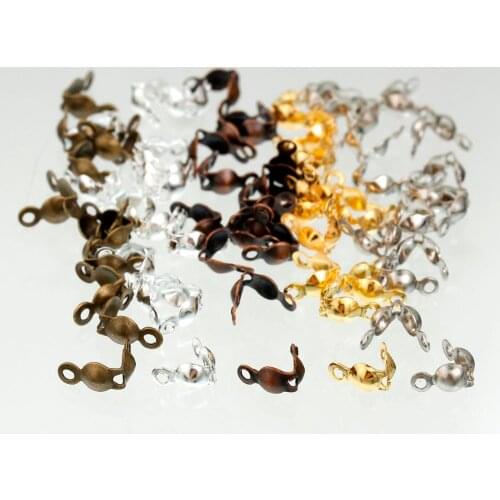 Doreen Box Iron Alloy Calottes End Crimps Beads Ball Chain Connector Clasp Fixed Mixed (Fit Chain:1.5mm) 8x 4mm,500 PCs/Set