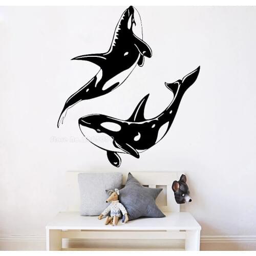 Two Large Killer Whale Wall Decals Vinyl Home Interior Design Wall Stickers For Kids Room fine Decor Poster Lovely Gifts LL344