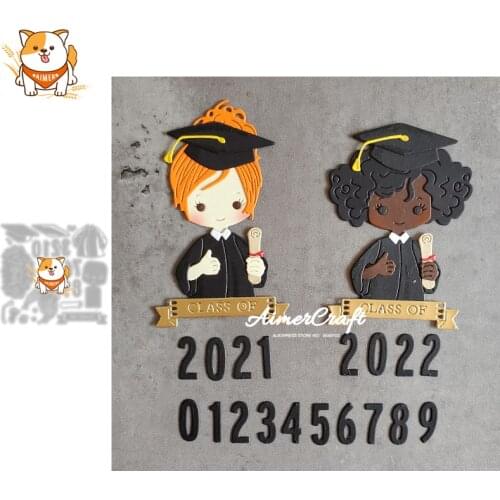 Girl graduation bachelor uniform Metal Cutting Dies Scrapbooking Stencil DIY Embossing Craft Die Cuts Card Making New 2021