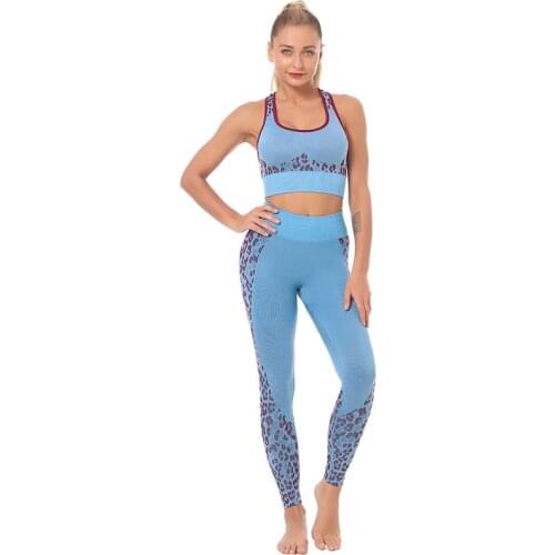 Hot Sale Women Fashion Seamless Camouflage Sport Bra Yoga Pants Running Two Piece Suit