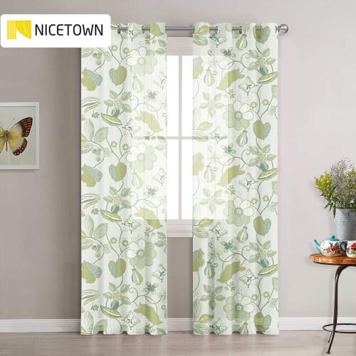 NICETOWN 1PC Print Sheer Curtains Grommet Spring Bright Plant Modern Drapes for Living Room Bedroom Rustic Decorations for Home