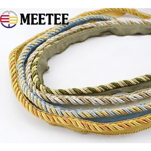 Meetee 6meters 6mm High-grade Two-color Strap Webbing DIY Curtain Pillow Sofa Home Sewing Material Handmade Decorative Lace Rope
