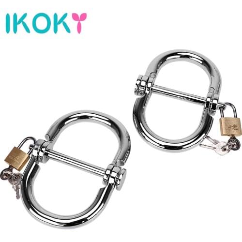 IKOKY Sex Shop Fetish Adult Games SM Bondage Play Chain Stainless Steel Restraint Sex Toys for Couple Handcuffs