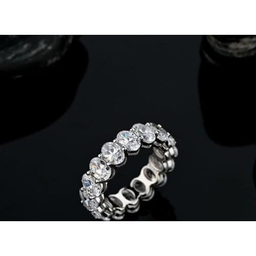 Trendy 925 Sterling Silver Oval High Carbon Diamond Eternity Rings for Women Men S925 Jewelry Cubic Zirconia Love Eternity Band