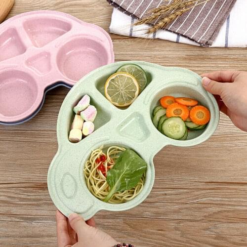 Cartoon Car Shape plate Environmentally Separated Child Food Plates Kids Dinnerware Tableware Tray Toddler Infant Baby Dishes