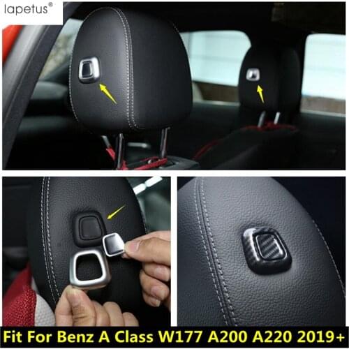 Head Pillow Headrest Adjust Button Cover Trim Carbon Fiber Look / Matte Accessories For Benz A Class W177 A200 A220 2019 2020