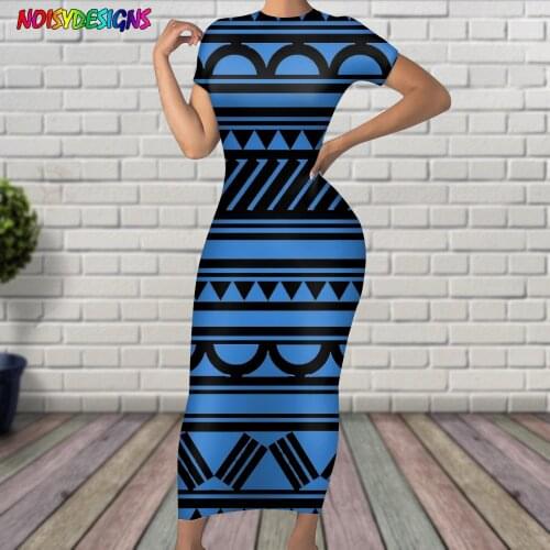 NOISYDESIGNS Vintage Women Dresses Summer 2021 Fashion Polynesian Tribal Retro Dress Women Casual Long Dresses Vestido De Mujer