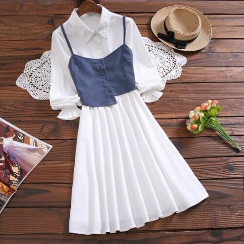 2020 New Autumn Winter Women Tube Top + Long Sleeve Shirt Dress 2 Piece Dresses Female Elegant Ladies Vestidos