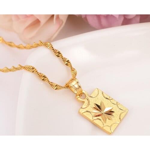 New Arrival african Dubai India gold color Pendant Necklace For Women FashionSquare girls women Necklace Wedding Jewelry gift