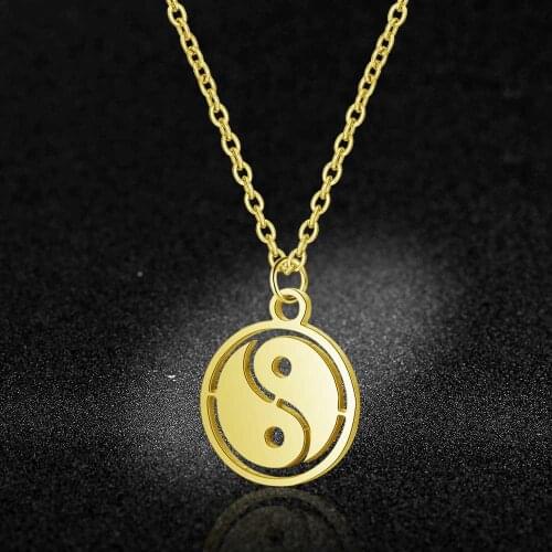 AAAAA Quality 100% Stainless Steel Yin Yang Symbol Charm Necklace for Women Never Tarnish Jewelry Necklace