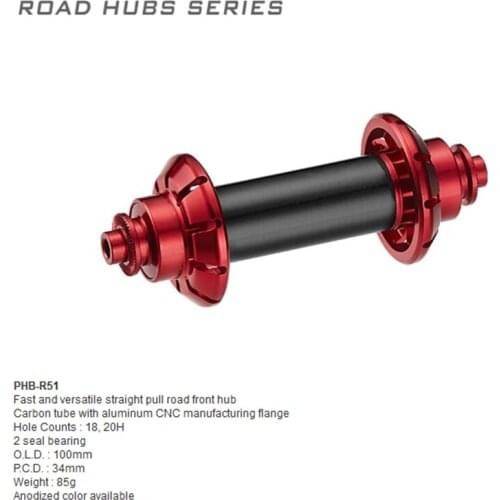 Powerway R51 Front hub UD matte 18H 20H Spokes high flange Straight Head Road Bike Carbon Hub Black Red Blue