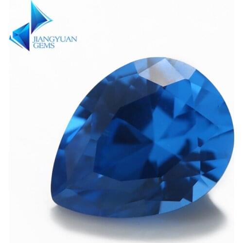 Size 3x5~10x12mm Pear Shape Brilliant Cut 109# Blue Stone Synthetic Spinel For Jewelry Making