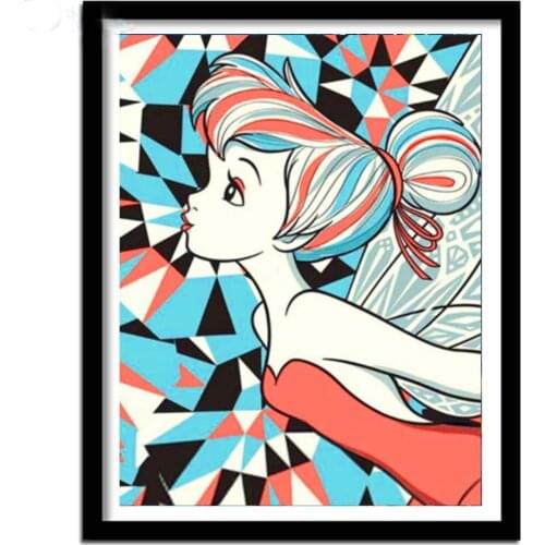 Menina diy diamante bordado imagem dos desenhos animados de strass casa decoração pintura por números artesanal natal diamante